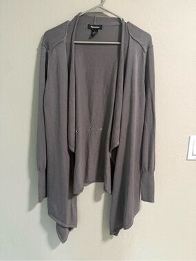 Repartee Gray Open Front Draped Cardigan Size S Lightweight Sweater